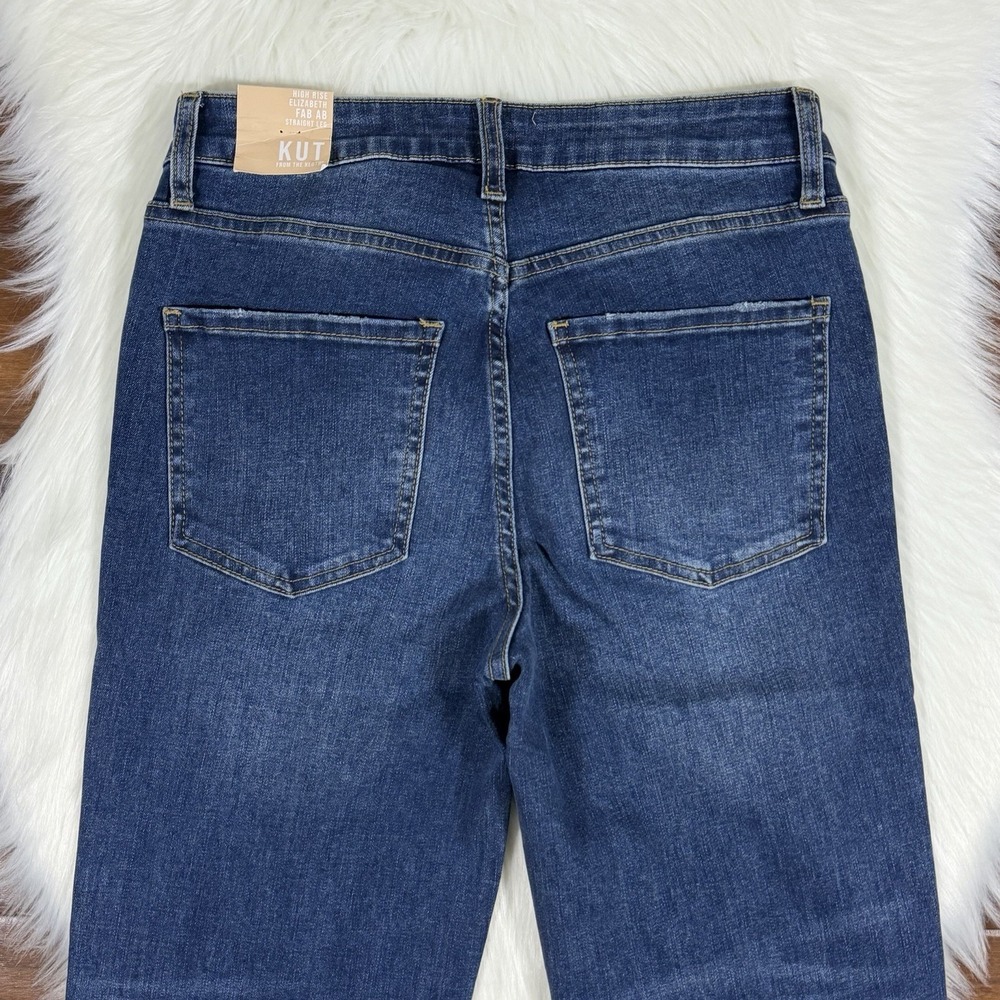 Kut from the Kloth Size 4 Elizabeth Fab AB High Rise Straight Leg Denim Jeans - Picture 7 of 9